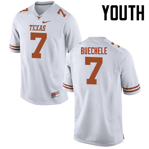 Youth #7 Shane Buechele Texas Longhorns College Football Jerseys-White
